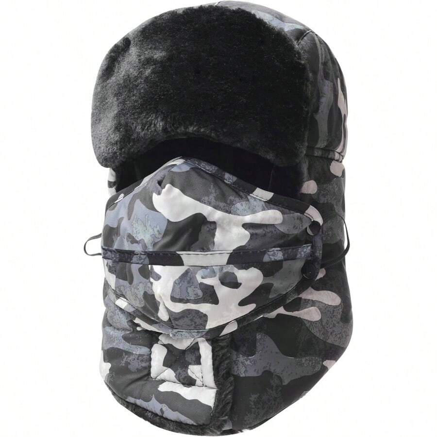 Trooper Trapper Hat, Winter Ski Hat With Winter Ear Flap And Ski Windproof - 均碼 + 灰色 - 查看 1