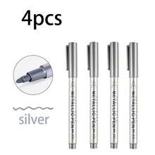 1支/2支/4支装金/银色工艺签名笔、油漆笔、DIY手绘涂鸦笔、签名笔、马克笔，适用于玻璃瓶、酒杯、婚礼签名、木材、金属及各种材质。