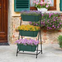 Grow More In Less Space! 3-Tier Vertical Garden Planter, Raised Bed With Drainage & Tray, Perfect For Herbs On Patio & Balcony - Green - View 8