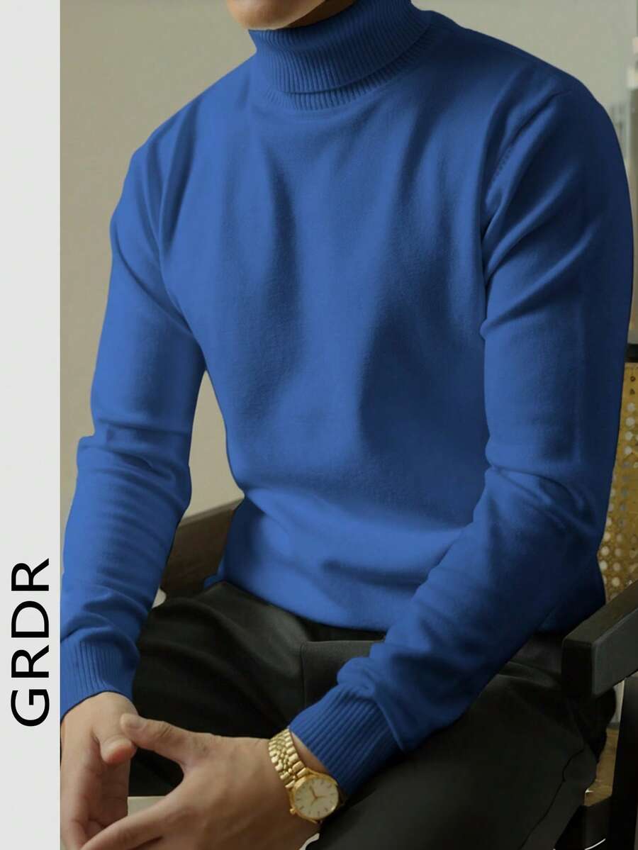GRDR 男士圆领长袖毛衣，百搭日常针织套头衫