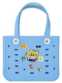 Solid Color Large-Capacity Women's Beach Bag, Multiple Colors Available, Waterproof Open Design, Easy To Clean, EVA Oversized Handbag Tote Bag, Fashionable Shopping Bag, Multi-Functional Holiday Travel Bag, Shoulder Tote Bag, Oversized, Medium, Small Size For You To Choose (Including A Set Of Drop Plastic Decorations) - 彩色 - 查看 26