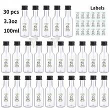 30/4pcs 25ML-50ML Mini Wedding Liquor Bottles,Beverage Dispensing Bottle,Empty Plastic Bottles,With Golden,Silvery And Black Screw Caps,And With "Take A Shot We Tied The Knot " Labels,For Wedding Party Favors,Wedding Receptions, Birthday Parties, Bridal Showers, Party Supplies,Wedding. - Transparent D - View 22