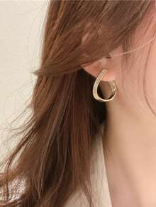 MESTILO 1pair Fashionable Metal Rhinestone Open C Shaped Musical Note Stud Earrings Suitable For Daily Wear By Women - Gold - View 4