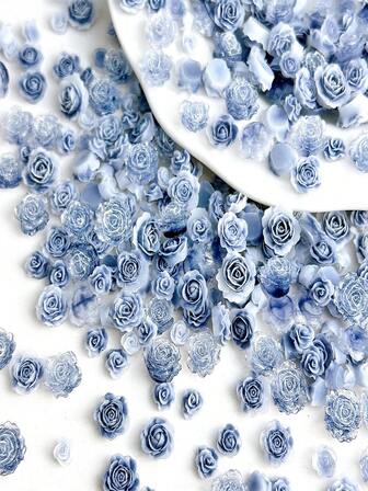 50个发光树脂玫瑰美甲装饰品，美甲配件，女士及女孩美甲用品，美甲饰品