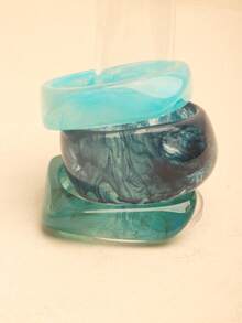 Bộ 3 vòng tay Acrylic phong cách đại dương xanh, kết hợp vòng tay nhuộm tối giản thanh lịch, có thể đeo riêng hoặc xếp chồng, thích hợp để đeo hàng ngày và đi nghỉ - Nhiều màu 11 - Xem 3