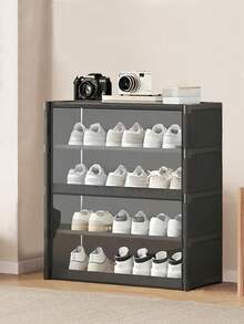 多功能便携式衣柜收纳架，带透明翻盖，防尘鞋柜，可作衣柜、置物架、鞋架、独立式展示架、DIY组装、落地式储物架、书柜，适用于卧室、客厅、家居、室内收纳、厨房、书房、办公室收纳、节日收纳，也是情人节礼物之选。 - 彩色 - 查看 13