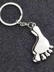 1pc New Couple Fashion Pendant Simulated Mini Foot Keychain, Street Festival Party Gift For Couples And Friends, Daily Wear Fashion Style Car Key Bag Accessory Footprint Key Charm - Multicolor - View 1