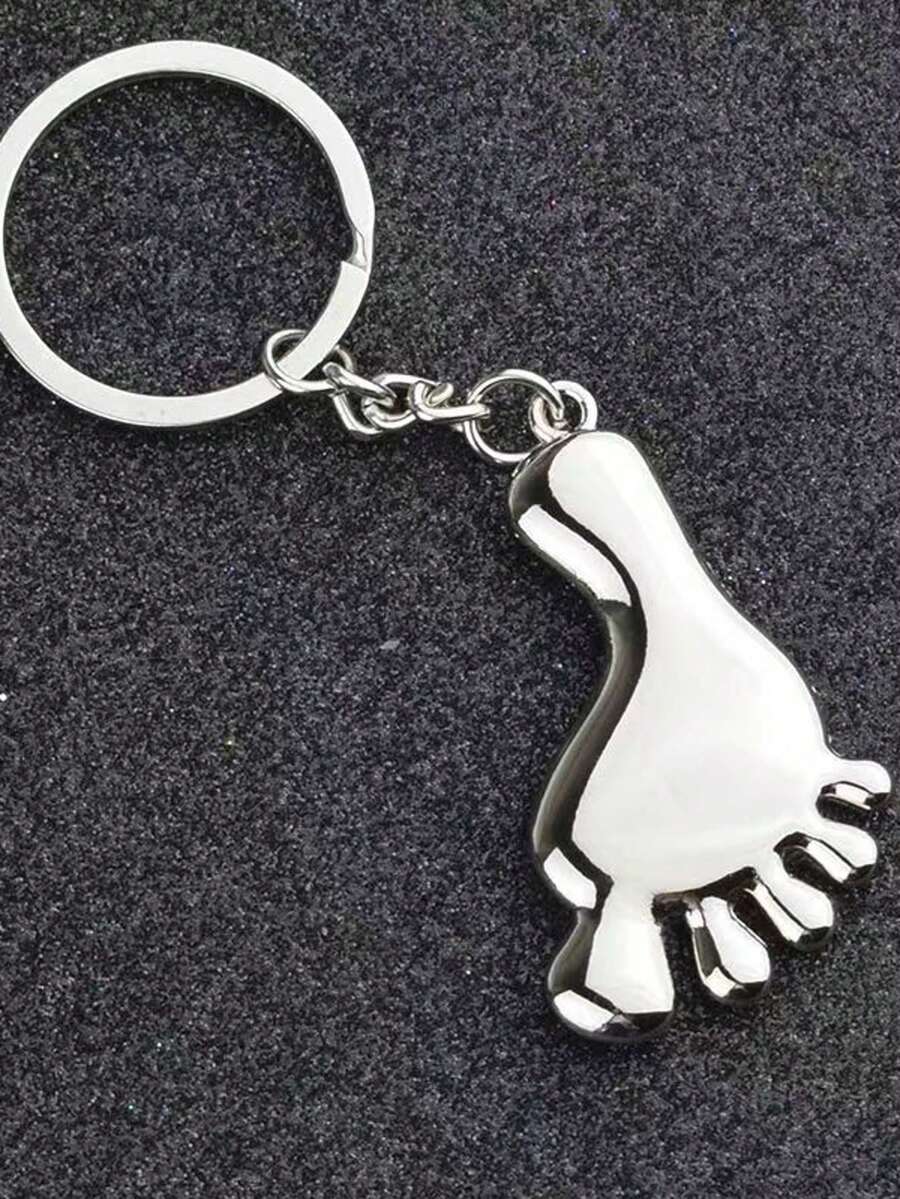 1pc New Couple Fashion Pendant Simulated Mini Foot Keychain, Street Festival Party Gift For Couples And Friends, Daily Wear Fashion Style Car Key Bag Accessory Footprint Key Charm - Multicolor - View 1