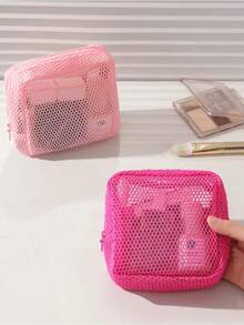 1pc Large Capacity Transparent Mesh Pouch, Portable Travel Organizer, Cosmetic Bag, Makeup Pouch, Sanitary Napkin Pouch, Versatile Storage Case - 彩色 - 查看 6