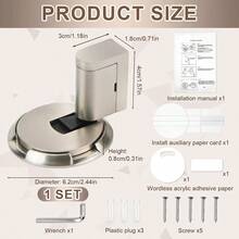 Tope de Puerta Magnético Ajustable de Alta Resistencia Door Stopper Tope de Puerta de Piso Silencioso mecánico sin Perforaciones Soporte Magnético para Puerta Inferior Plata - plateado - Ver 2