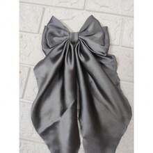 Women's Large Hair Bow, Long Hair Clip With Duckbill Clip, Korean Style, 37 Cm, Satin Finish, Blogger Style - 灰色 - 查看 1