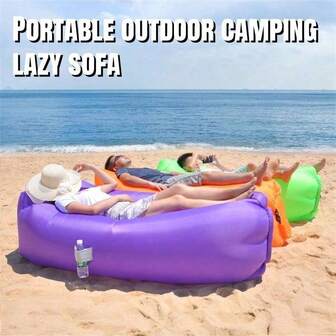1件装户外充气懒人沙发躺椅，便携式充气床垫睡袋，单人折叠露营充气垫