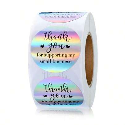 500pcs/Pack Laser Thank You Stickers For Gift Wrapping