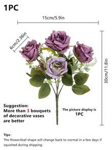 1 Stück/3 Stück/80 Stück künstliche Seiden-Pfingstrosen Blumenstrauß, geeignet für Frühlings-/Herbstdekoration, Hochzeitsvase, Zuhause, Restaurant, Schlafzimmer, Küche, Raumdekoration, Feiertage, Geburtstagsparty, Garten - 1 Lila - Übersicht 2