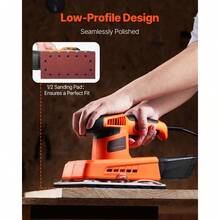 Sheet Sander, 1/2 Sheet 2.5A Electric Sander For Woodworking, Max. 12000RPM Variable Speed Sheet Finishing Sander With Sandpaper And Dust Box For Wood Polishing Sanding - 1/2 Sheet 2.5A, 12000RPM - View 4