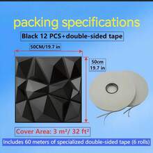 3D菱形图案PVC墙板，尺寸11.8 x 11.8英寸/19.7 x 19.7英寸，哑光白/黑/粉三种颜色可选。材质无异味，轻便易安装，防火、防水、防潮，适用于家居、房间、浴室、卧室、客厅墙面装饰，也可用于圣诞节、冬季和新年装饰。将墙纸粘贴在墙上，即可将其变成一幅墙面艺术作品。