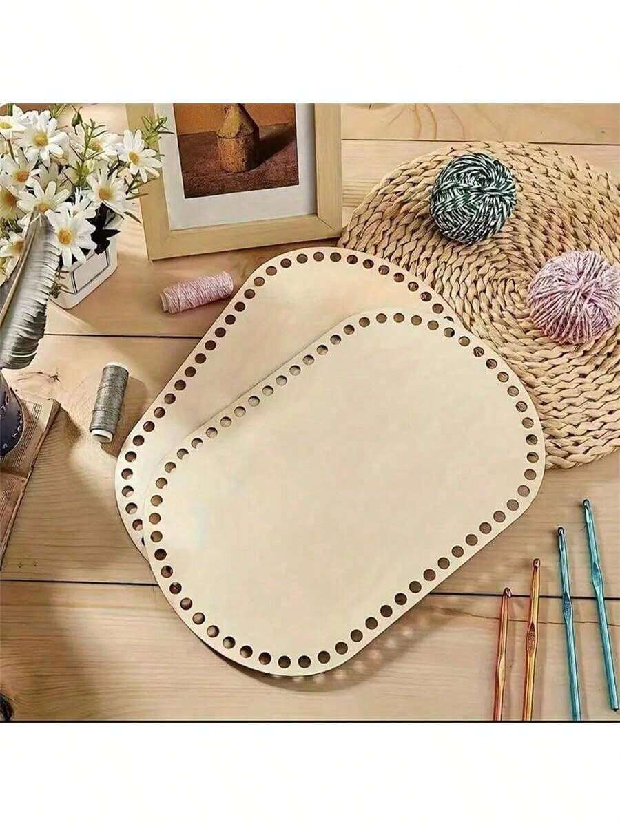 1pc Wooden Woven Basket Base, DIY Craft Kit For Home Decor