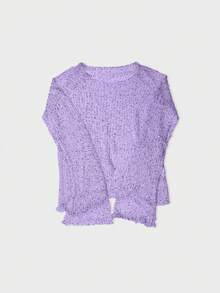 Yuwenier Sexy Sheer Mesh Sequin Crochet Batwing Long Sleeve Loose Cover Up, Carnival Party - Purple - View 6