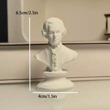 1pc Small Sculpture Decoration, Nordic Character Sculpture Ornaments, David Plaster/Mozart/Beethoven/Moliere/Agrippa/Statue, Artistic Portrait, Creative Living Room Bookshelf Home Decoration - White - View 5