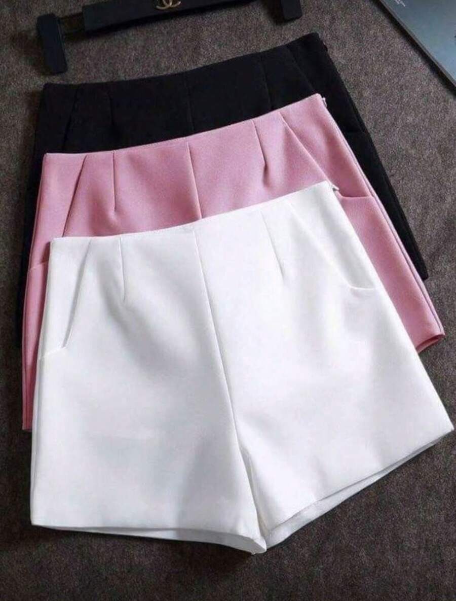 GIRLS' STYLE Kit Of 3 Tailored Social Shorts New Fashion 2025 - 嬰兒粉 白色 黑色 - 查看 1