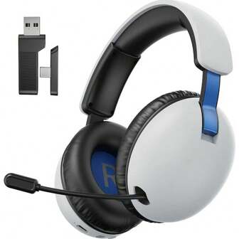  Acinaci BL500 无线游戏耳机，带麦克风，2.4GHz/蓝牙游戏耳机，带降噪麦克风 - 蓝色