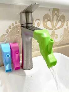 1pc/2pcs/3pcs Silicone Faucet Extender - Splash-Proof, Hose Adapter For Bathroom & Kitchen Sinks - Available In Blue, Green, Pink - Multicolor - View 2