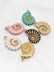 5 قطع من قلادة المجوهرات المعلقة بشكل صدفة البحر من الفولاذ المقاوم للصدأ، أشكال معلقة متنوعة، اكسسوارات قلادة وأقراط DIY - متعدد الألوان - مشاهدة 5