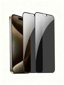2pcs Privacy Screen Protector Compatible With 17/17 Pro/17 Pro Max/17 Air/15/15 Pro Max, Fits 14/13/12 Pro Max Edge, 9H Tempered Glass Full Coverage Anti-Peep Screen Protector For 11/XR 6.1 Inch - Black - View 7