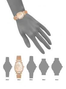 Anne Klein Đồng hồ đeo tay nữ đính pha lê tông vàng, đồng hồ thạch anh analog sang trọng với mặt số xà cừ, đồng hồ đeo tay lưới dành cho nữ - Hoa hồng vàng - Xem 4