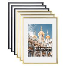 1/3pcs Aluminum Alloy Photo Frames, 30x40cm Gold Metal Frame, A3 Black Poster Frame, A4 Tabletop Frame With Stand, Home Wall Decor - Multicolor - View 1