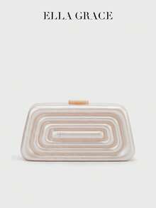 ELLA GRACE- Shell Pattern Hard Clutch Bag For Women, Chain Evening Purse, Luxury Party Handbag, Bridal Gift - Multicolor - View 10