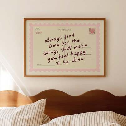 1 pieza Cuadro de lienzo enmarcado, Impresión postal "Siempre hay tiempo", Estética retro horizontal rosa, Decoración de pared de estilo universitario positivo, Decoración del hogar de felicidad, Póster de chica vintage, Póster romántico, Decoración del Día de San Valentín, Decoración de boda, Regalo de pareja, Decoración del hogar, Decoración de dormitorio, Decoración de sala de estar, Decoración de oficina, Decoración navideña, Regalo de inauguración de casa, Regalo de cumpleaños