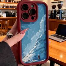 Funda de Teléfono con Impresión de Paisaje de Olas Oceánicas para  15 Pro Max  14 Pro  13  Galaxy S23 S22 S21 Protector de Teléfono Funda de Pareja Regalo para Él Ella Regalo de San Valentín Cumpleaños - Blanco - Ver 4