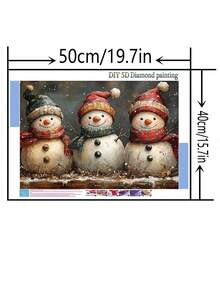 1 Stück DIY Diamantmalerei - 3 Schneemänner, Heimdekoration, Vollbohrung, 40X30CM/50X40CM