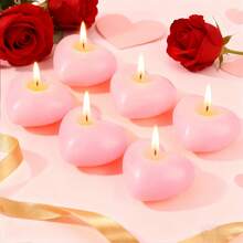6pcs Heart-Shaped Candle Set, Tea Lights, Atmosphere Candles, Handmade, Soy Wax And Palm Wax, Romantic Decor, Wedding Supplies, Home Decor, Creative Heart-Shaped Candles, Birthday Confession, Proposal, Love Candles, Valentine's Day Candles