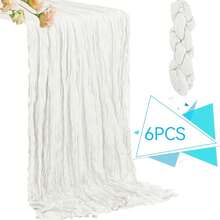 象牙白纱布桌旗 波西米亚乡村风纱布桌旗 适用于婚礼、派对、婴儿派对、生日、家居装饰、节日装饰 - 白色 - 查看 9