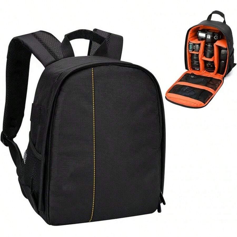 Mochila para Cámara Fotografica, Bolsa Profesional para Camara con Compartimentos, para DSLR/SLR, Mochila Impermeable para Laptop y Cámara Fotográfica, Compatible con// - Naranja - Ver 1