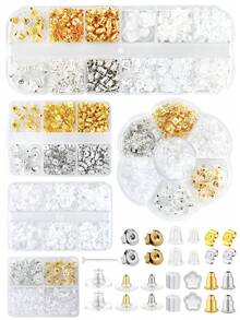 12 Styles Silicone Earring Backs, Clear Plastic Earrings Metal Rubber Silicone Earring Backs Bullet Clutch Stoppers Replacement Kits For Fish Hook Earring Studs Hoops - Earring Backs - View 1