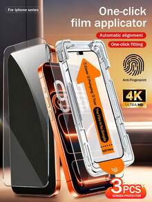 Yezodawee 3pcs High Transparency Screen Protector, Full Screen Protection, Easy To Apply, With Alignment Frame, 9H Hardness, Anti-Fingerprint, Glossy, Anti-Slip, Bubble-Free, Self-Adhesive, Smooth Touch, Compatible With IPhone 16/15/14/13/12/11/Pro/Plus/Promax/X/Xr/Xs - 3Pcs - View 1