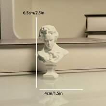 1pc Small Sculpture Decoration, Nordic Character Sculpture Ornaments, David Plaster/Mozart/Beethoven/Moliere/Agrippa/Statue, Artistic Portrait, Creative Living Room Bookshelf Home Decoration - White - View 4