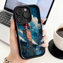 Funda de teléfono Diseño de Navidad Santa Claus en chimenea Techo nevado para  15 Pro Max  14 Plus  13 Mini  12  Galaxy S23 Ultra S22 S21 Protector de teléfono Funda de pareja Regalo para novio novia Presente de vacaciones - Burdeos - Ver 3