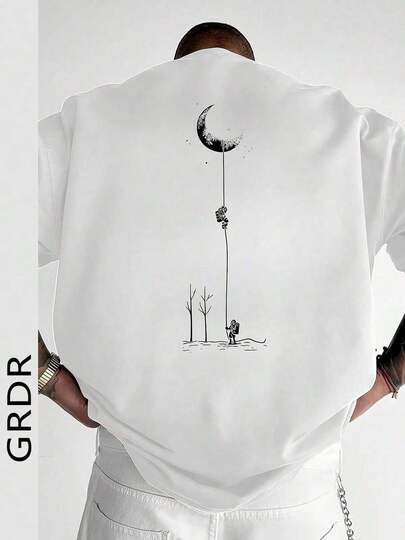Camiseta de manga corta suelta y estampada de moda para hombres GRDR, de gran  y .| Diseño Exquisito| Esencial de Verano| Fácil de combinar, muestra tu estilo 100% algodón puro y suave