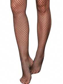 Set Of 3 Women's High-Waisted Fishnet Stockings, Medium Weave, Sensual, Nightwear, Party, Lingerie - màu đen - Xem 8