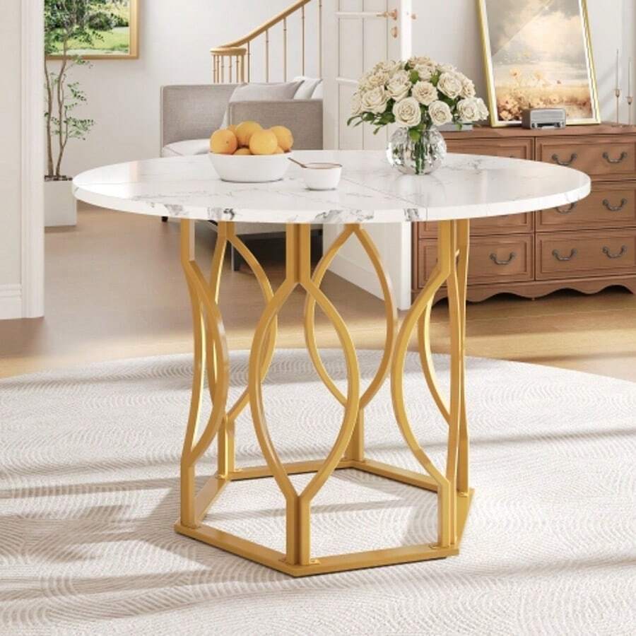 Dining Tables - Golden+White - View 1