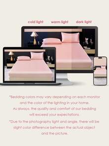 2/3pcs Luxurious Satin Sheet Set With 1pc Deep Pocket Fitted Sheet And 1/2pcs Pillowcases - 100% Polyester, Solid Color, Silky Smooth, All-Season Bedding - Machine Washable - Ideal For Home And Hotel, Oeko-Tex Certified, Light Pink