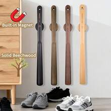 onneso 1pc, 50cm Beechwood Magnetic Shoe Horn, Multiple Colors, Modern Minimalist Design, Built-In Magnet + Magnetic Base For Wall Mount, No Bending Required When Putting On Shoes, Essential Home Tool