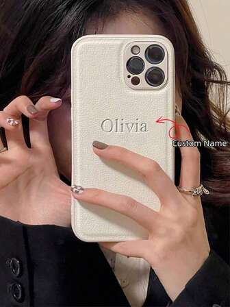 Customized Personalized Name Phone Case Compatible With IPhone 11 12 13 14 15 16 17 Pro Max Plus 17 Air 13 12 Mini Luxury Korea PU Leather 3D DIY Engraved Letters Initials Name Compatible With Iphone X XS XR XS MAX 7 8 Plus Shockproof Case Festival Gifts For Lover Friends Family Yourself Compatible With Samsung Galaxy Redmi Poco,Season Picks,2025phonecase