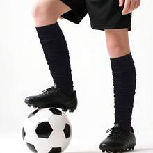 1 双加长足球/橄榄球护腿套，及膝压缩腿套，适合户外运动，手工褶皱