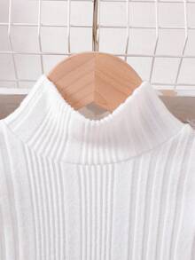 Baby Girls' Adorable Mandarin Collar Faux Fur Flare Sleeve Top Paired With Double Bow Pleated Skirt 2-Piece Set, Pink, Fashionable & Versatile, Suitable For Valentine's Day, Birthday, Casual Occasions, Autumn/Winter - Multicolor - View 4