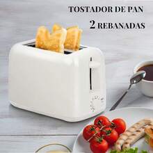 Tostadora de pan, tostadora eléctrica de dos ranuras, seis ajustes de tostado, funcionamiento automático, diseño portátil, apta para uso doméstico y en la oficina. - Blanco - Ver 5